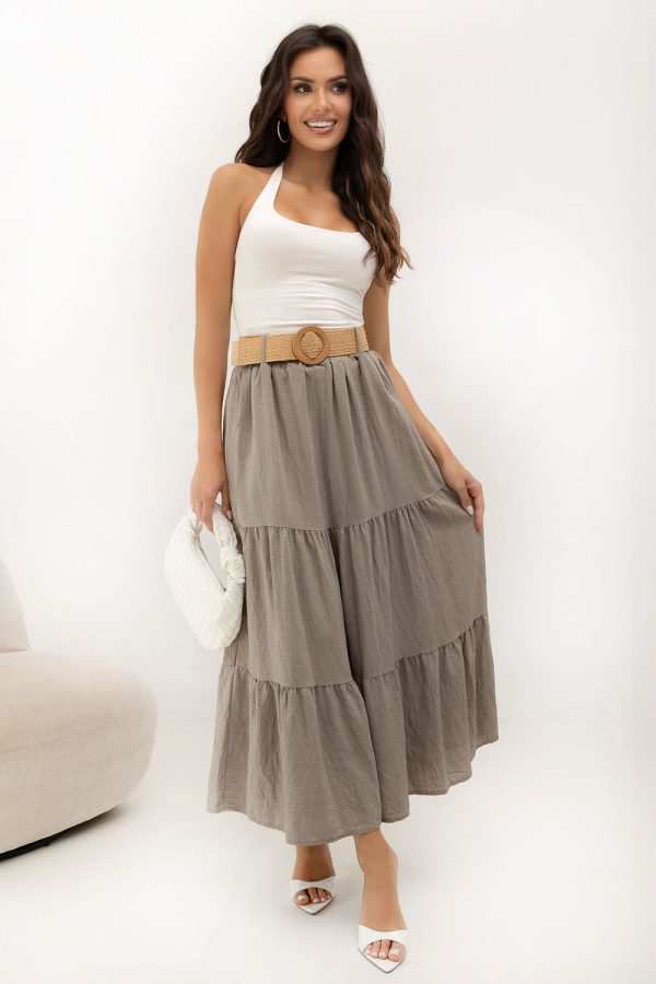Beige Long Skirt in Skirts with Polyamide and Viscose