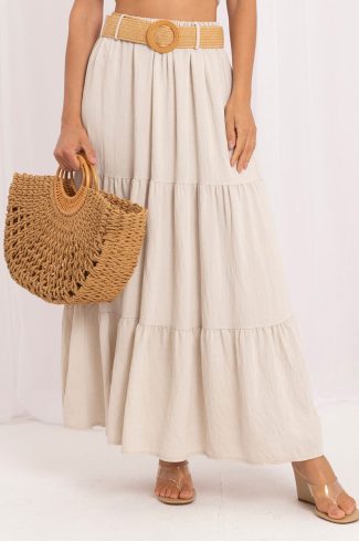 Beige Long Skirt in Skirts with Polyamide and Viscose