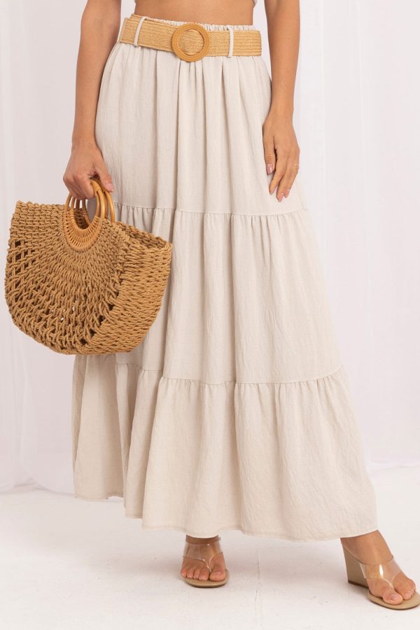 Beige Long Skirt in Skirts with Polyamide and Viscose