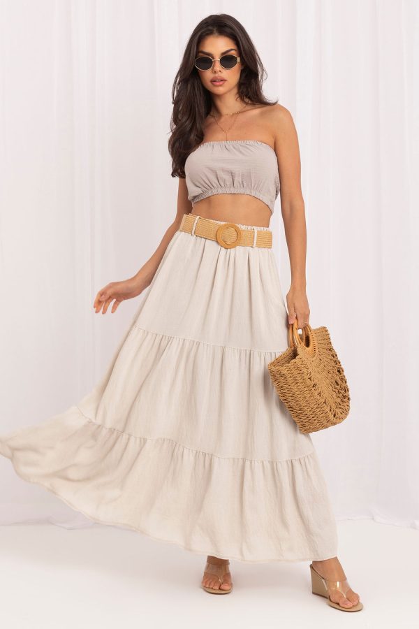 Beige Long Skirt in Skirts with Polyamide and Viscose