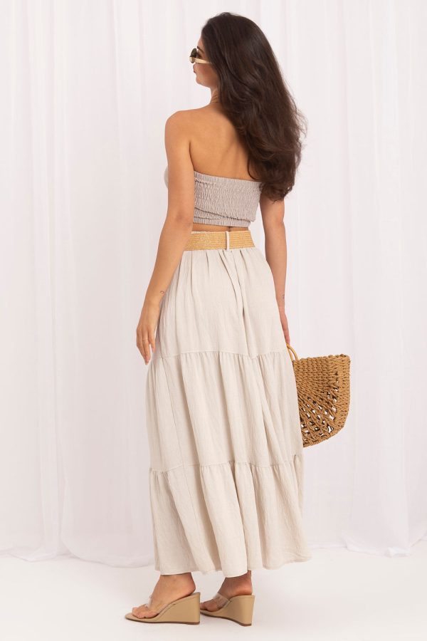 Beige Long Skirt in Skirts with Polyamide and Viscose