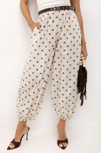 Beige Women Trousers in Pants, Trousers, Shorts with Cotton