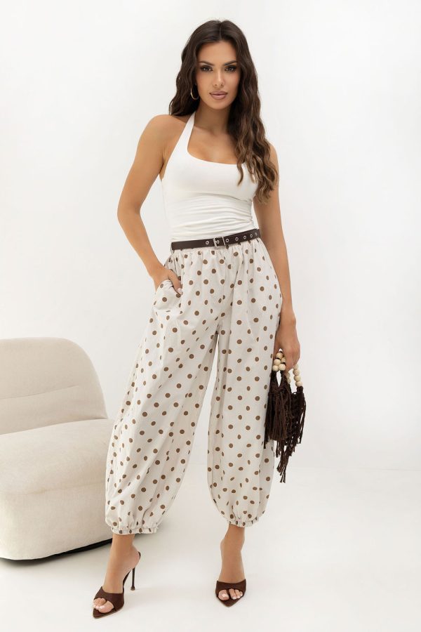 Beige Women Trousers in Pants, Trousers, Shorts with Cotton