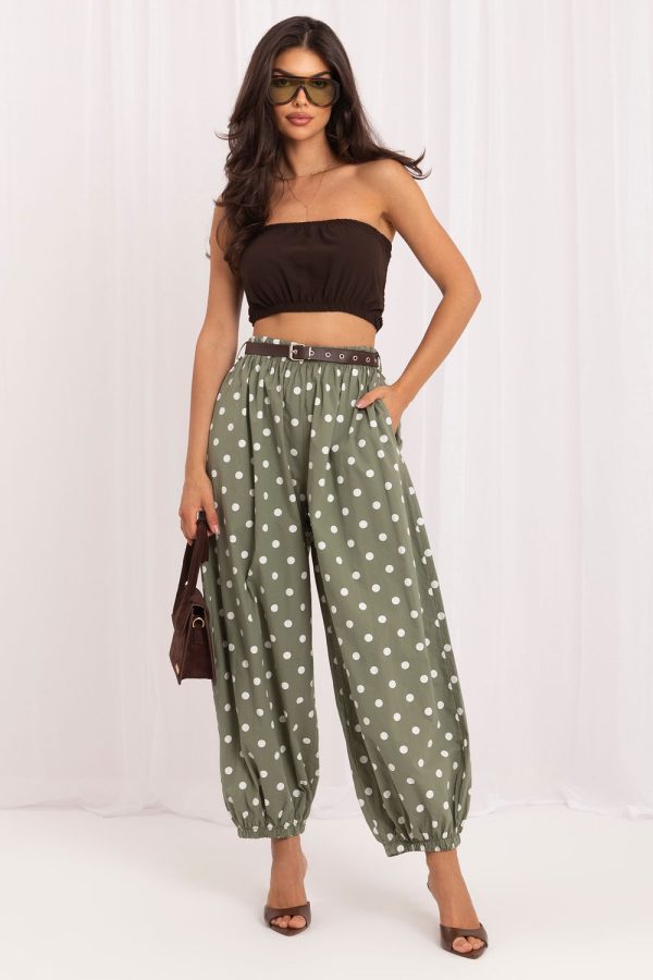 Green Women Trousers in Pants, Trousers, Shorts with Cotton