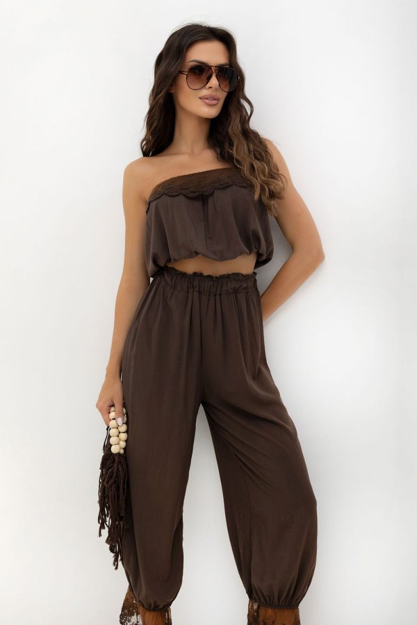 Brown Set in Pants, Trousers, Shorts with Viscose