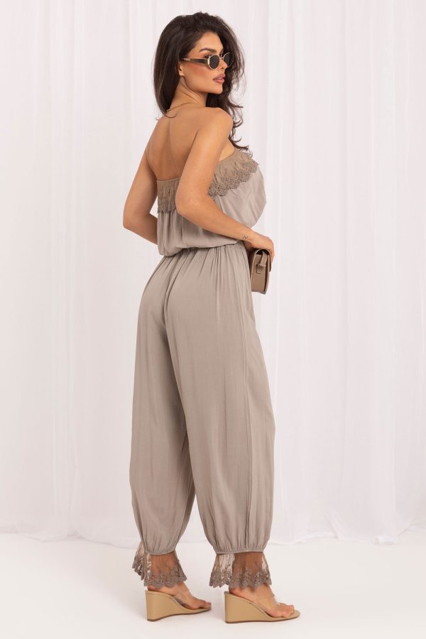 Beige Set in Pants, Trousers, Shorts with Viscose