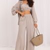 Beige Set in Pants, Trousers, Shorts with Polyester