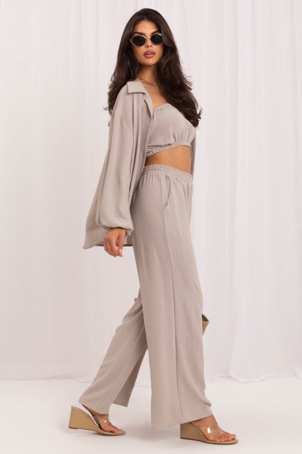 Beige Set in Pants, Trousers, Shorts with Polyester