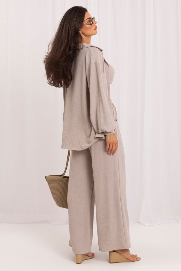 Beige Set in Pants, Trousers, Shorts with Polyester