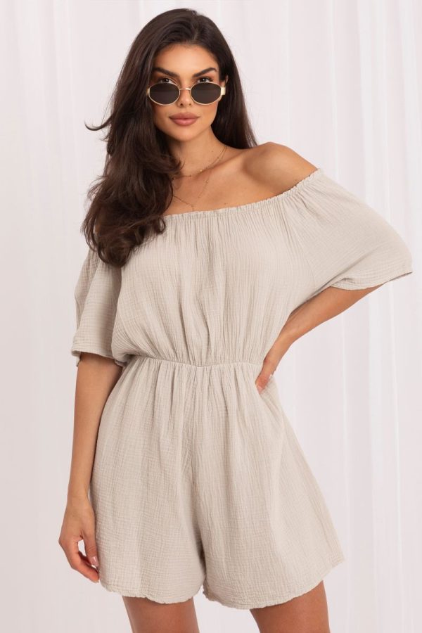 Beige Suit in Playsuits For Women with Cotton