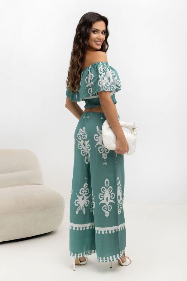 Blue Set in Pants, Trousers, Shorts with Viscose