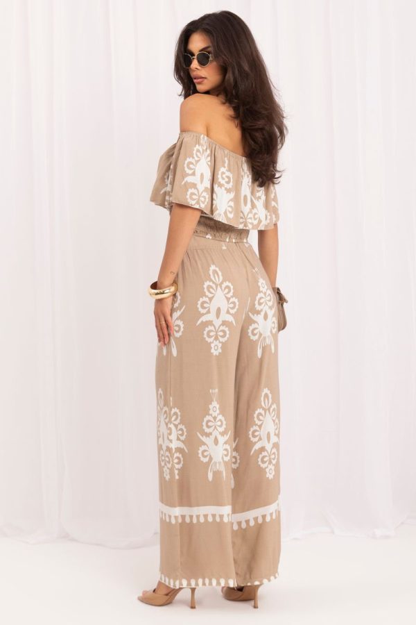 Beige Set in Pants, Trousers, Shorts with Viscose