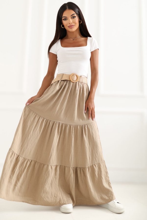 Brown Long Skirt in Skirts with Polyamide and Viscose