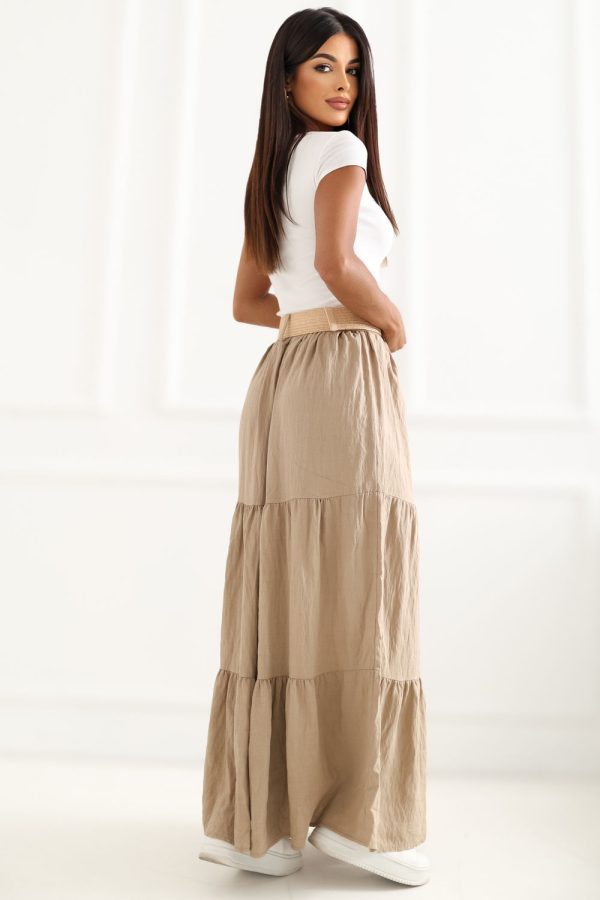 Brown Long Skirt in Skirts with Polyamide and Viscose