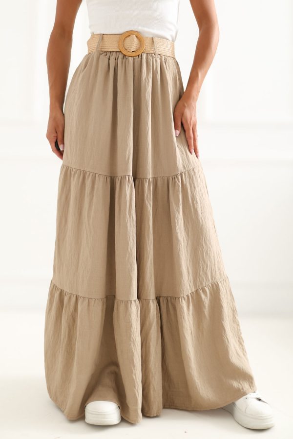 Brown Long Skirt in Skirts with Polyamide and Viscose