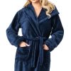 Navy Blue Bathrobe in Dressing Gowns, Bathrobes For Women with Polyester