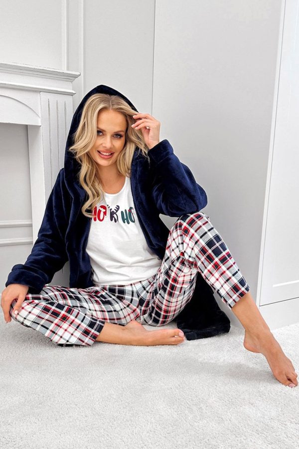 Navy Blue Bathrobe in Dressing Gowns, Bathrobes For Women with Polyester