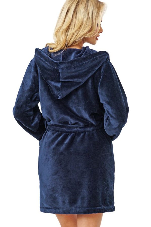 Navy Blue Bathrobe in Dressing Gowns, Bathrobes For Women with Polyester