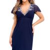 Navy Blue Nightshirt in Nightgowns, Nighties, Sleep Shirts with Spandex, Polyester and Viscose