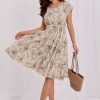 Beige Daydress in Day Dresses with Nylon and Viscose