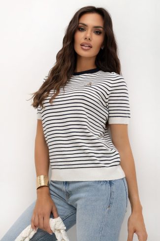 White Short Sleeve Sweater in Sweaters, Pullovers, Jumpers, Turtlenecks, Boleros, Shrugs with Polyamide, Polyester and Viscose