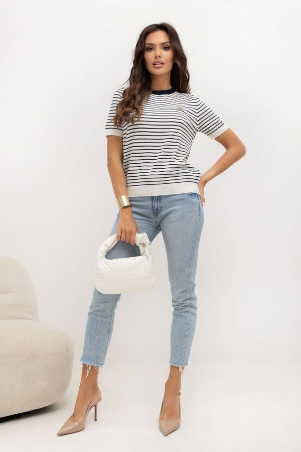 White Short Sleeve Sweater in Sweaters, Pullovers, Jumpers, Turtlenecks, Boleros, Shrugs with Polyamide, Polyester and Viscose