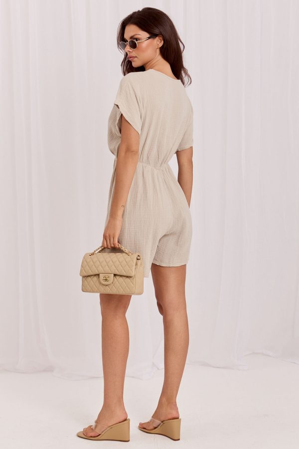 Beige Suit in Playsuits For Women with Cotton