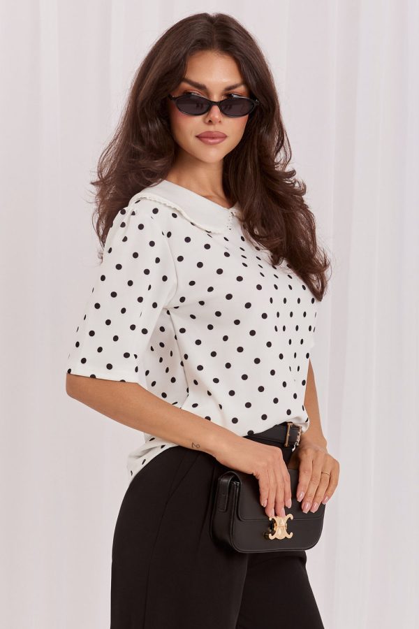 White Blouse in Women`s Blouses, Tunics with Spandex and Polyester