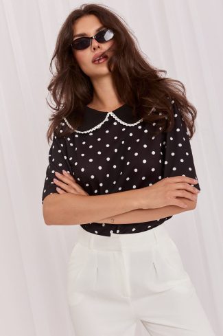 Black Blouse in Women`s Blouses, Tunics with Spandex and Polyester
