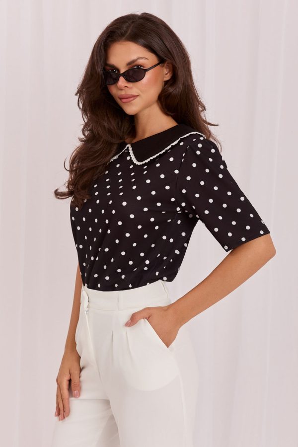 Black Blouse in Women`s Blouses, Tunics with Spandex and Polyester