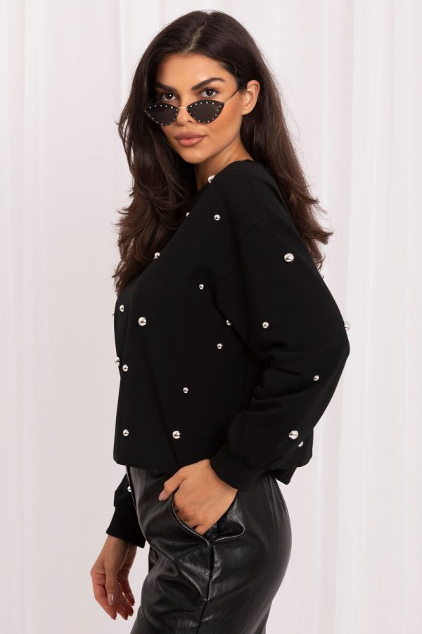 Black Sweatshirt in Sweatshirts For Women with Cotton, Spandex and Polyester