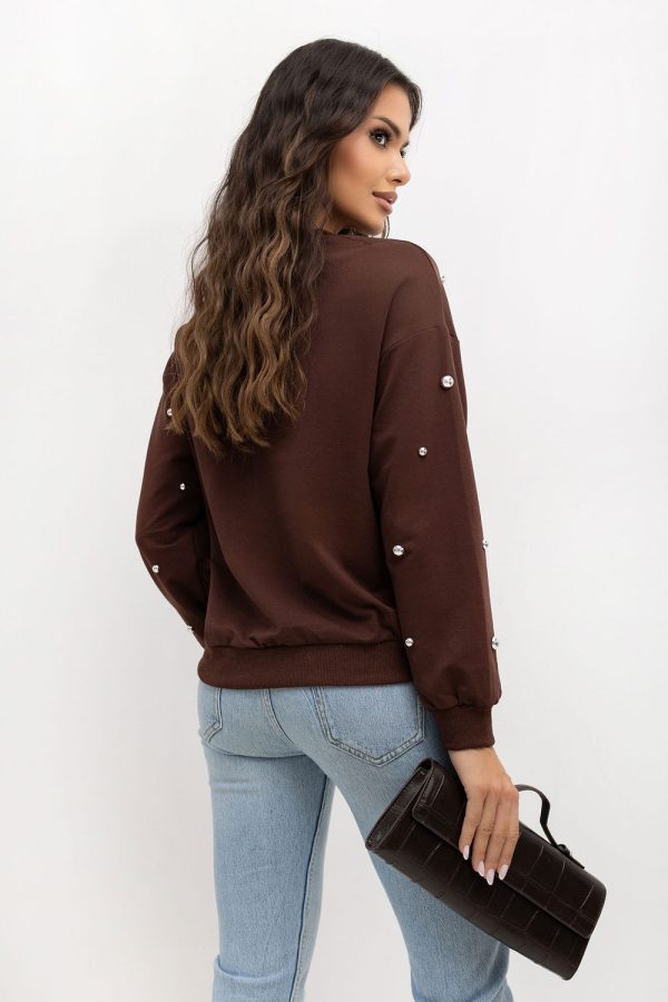 Brown Sweatshirt in Sweatshirts For Women with Cotton, Spandex and Polyester