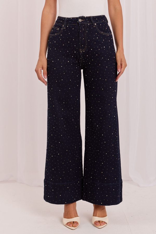 Navy Blue Jeans in Pants, Trousers, Shorts with Cotton and Spandex