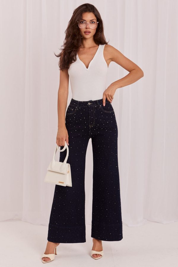 Navy Blue Jeans in Pants, Trousers, Shorts with Cotton and Spandex