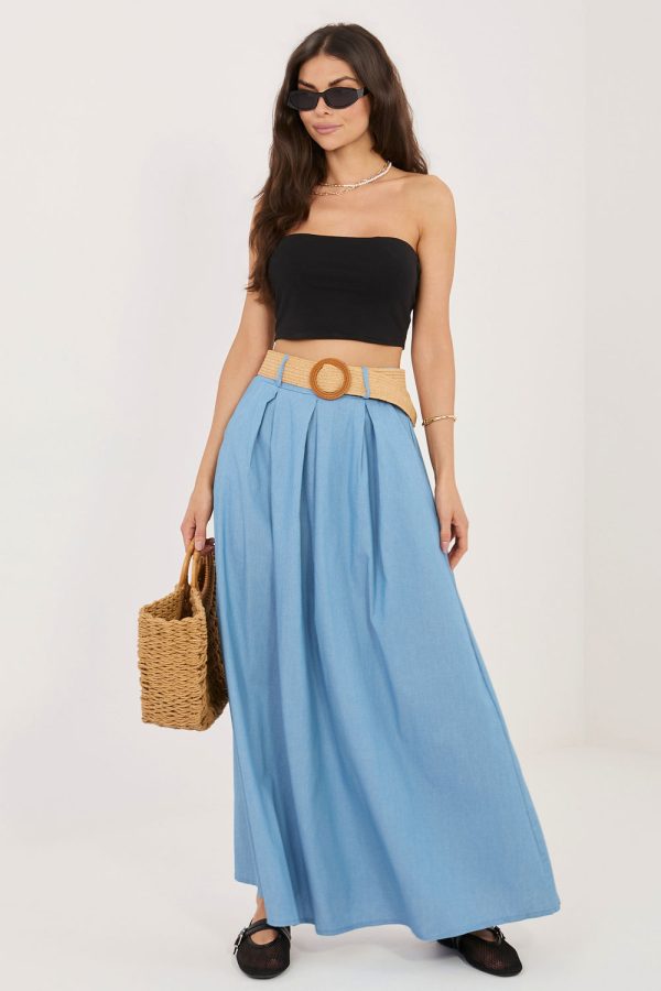 Blue Long Skirt in Skirts with Cotton