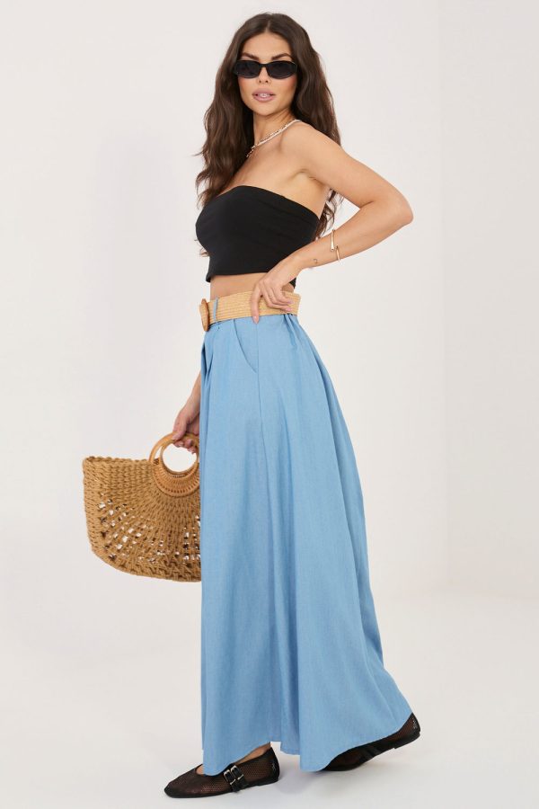 Blue Long Skirt in Skirts with Cotton