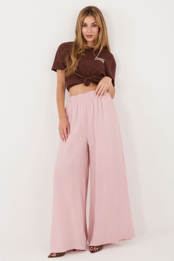 Pink Women Trousers in Pants, Trousers, Shorts with Cotton