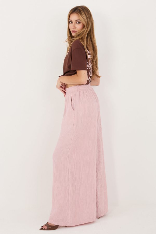 Pink Women Trousers in Pants, Trousers, Shorts with Cotton