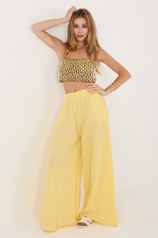 Yellow Women Trousers in Pants, Trousers, Shorts with Cotton
