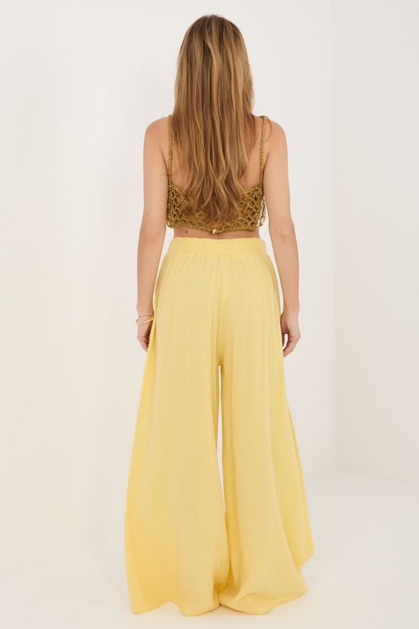 Yellow Women Trousers in Pants, Trousers, Shorts with Cotton
