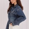 Blue Denim Jacket in Women`s Coats, Jackets with Cotton, Spandex and Polyester