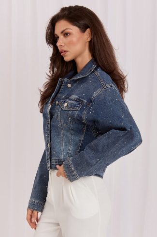 Blue Denim Jacket in Women`s Coats, Jackets with Cotton, Spandex and Polyester