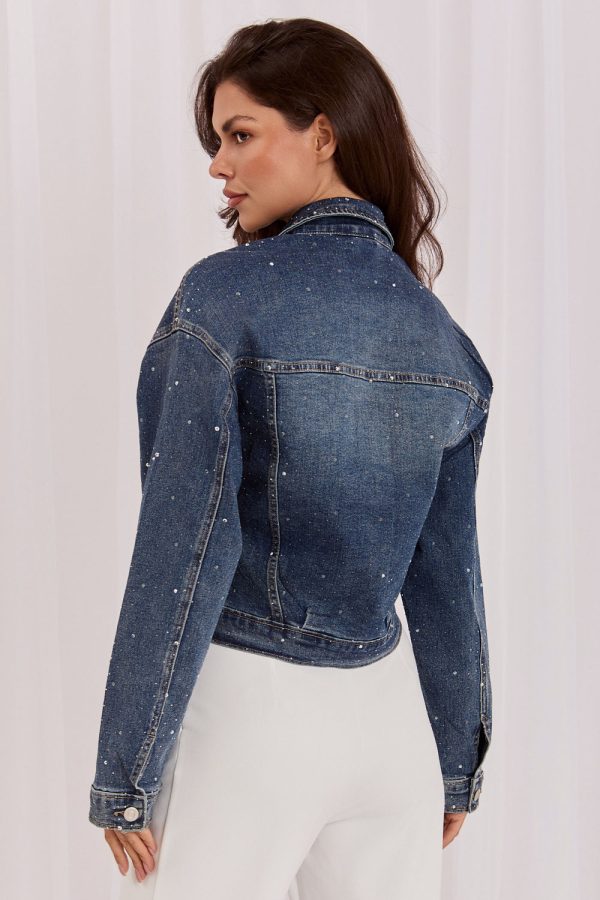 Blue Denim Jacket in Women`s Coats, Jackets with Cotton, Spandex and Polyester