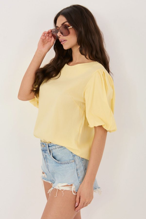 Yellow Blouse in Women`s Blouses, Tunics with Cotton and Spandex