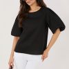 Black Blouse in Women`s Blouses, Tunics with Cotton and Spandex