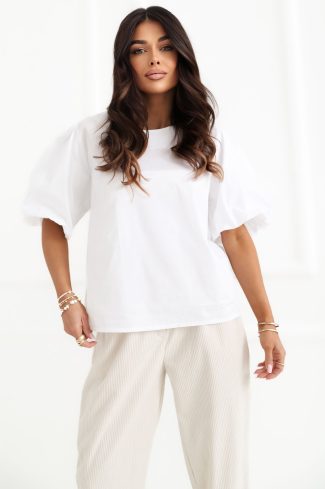 White Blouse in Women`s Blouses, Tunics with Cotton and Spandex