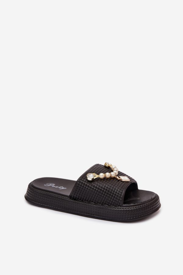 Black Platform Sandals in Sandals & Flip-Flops For Women with Fabric, Footbed and Platform Height