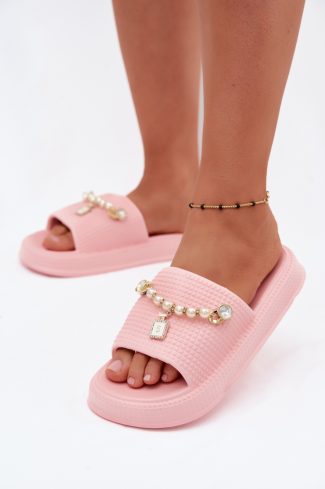 Pink Platform Sandals in Sandals & Flip-Flops For Women with Fabric, Footbed and Platform Height