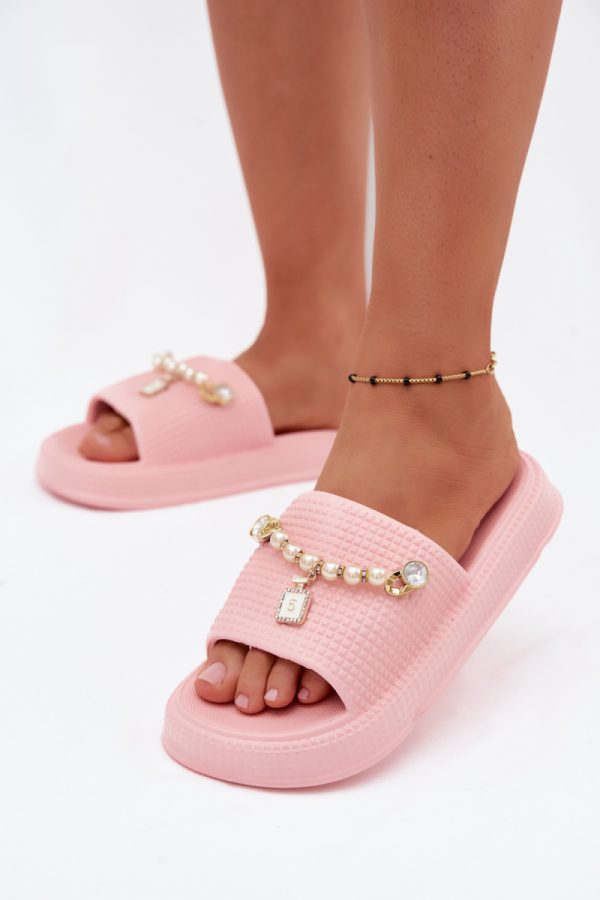 Pink Platform Sandals in Sandals & Flip-Flops For Women with Fabric, Footbed and Platform Height