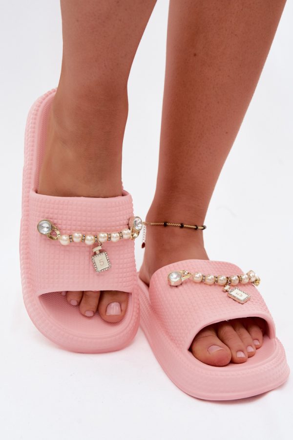 Pink Platform Sandals in Sandals & Flip-Flops For Women with Fabric, Footbed and Platform Height